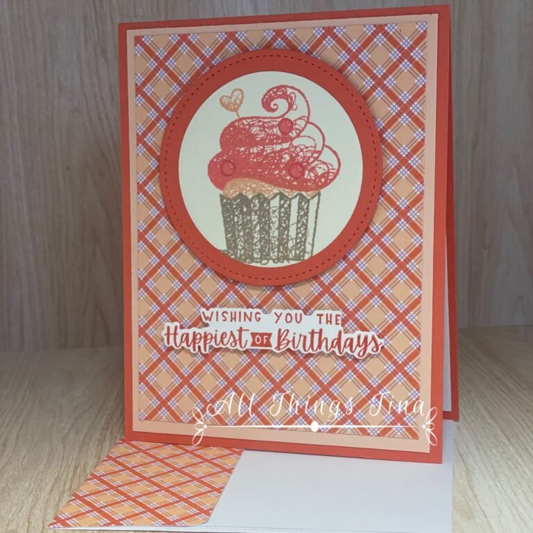 Hello Cupcake in Calypso Coral and Dandy Designs DSP